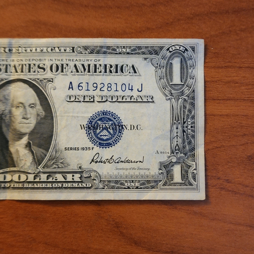 Star Note 1935-F Blue Seal Silver Certificate Dollar Bill
